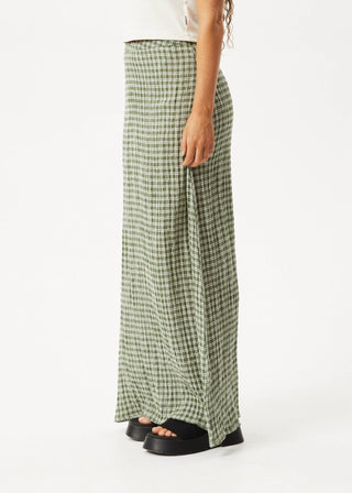 Base Seersucker Maxi Skirt - Deep Green Check