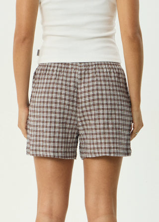 Base Seersucker Boxer Short - Coffee Check