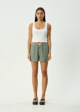 Base Seersucker Boxer Short - Deep Green Check