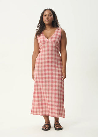 Position Seersucker Maxi Dress - Red Check