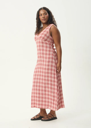 Position Seersucker Maxi Dress - Red Check