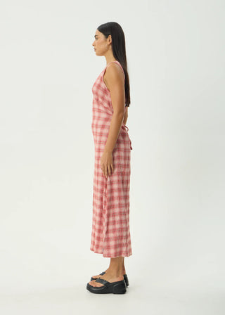 Position Seersucker Maxi Dress - Red Check