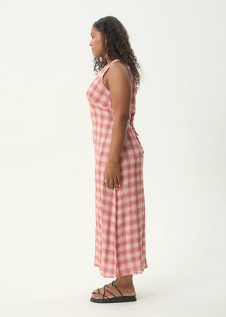 Position Seersucker Maxi Dress - Red Check