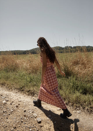 Position Seersucker Maxi Dress - Red Check