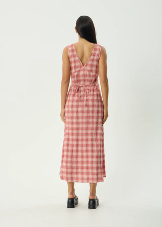 Position Seersucker Maxi Dress - Red Check