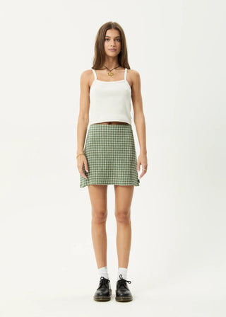Base Seersucker Mini Skirt - Deep Green Check