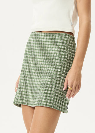 Base Seersucker Mini Skirt - Deep Green Check