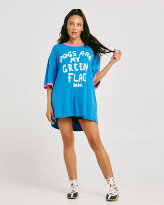The Very Oversized Green Flag Tee - Blue