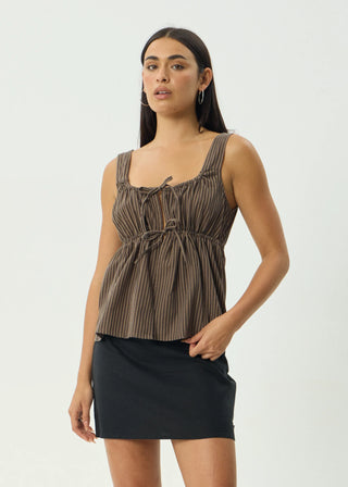 Cyrus Tie Top - Coffee Stripe
