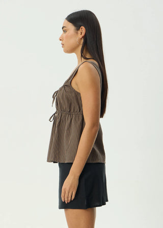 Cyrus Tie Top - Coffee Stripe