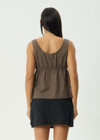 Cyrus Tie Top - Coffee Stripe