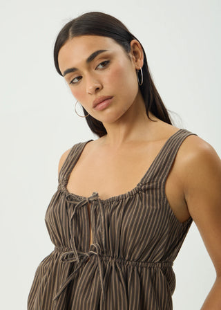 Cyrus Tie Top - Coffee Stripe
