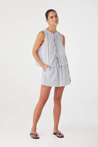 Camille Skirt - Powder Blue Check