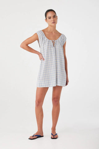 Camille Dress - Powder Blue Check