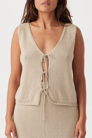 Poppy Organic Cotton Linen Vest - Taupe