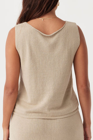 Poppy Organic Cotton Linen Vest - Taupe