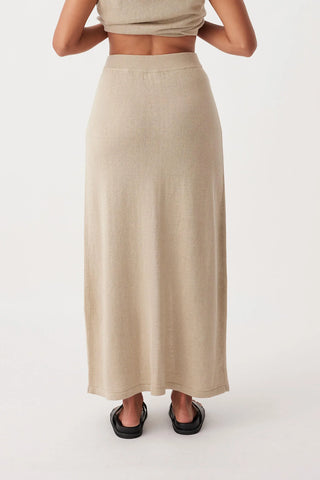 Poppy Organic Cotton Linen Skirt - Taupe