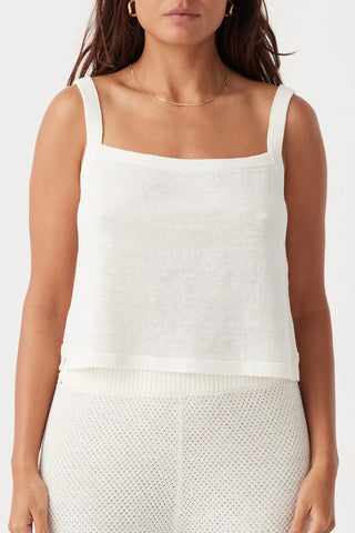 Brie Linen Crop Tank - Cream