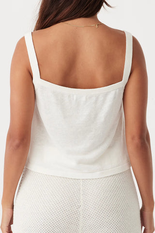 Brie Linen Crop Tank - Cream