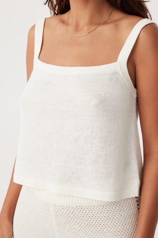 Brie Linen Crop Tank - Cream