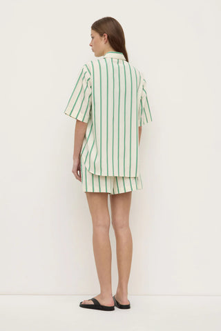 Anges Stripe Short Sleeve Shirt - Butter/Bright Green