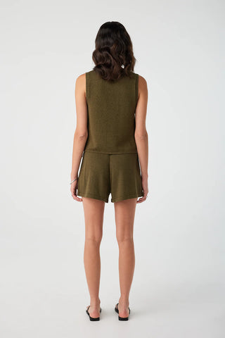 Poppy Cotton Linen Tank - Olive