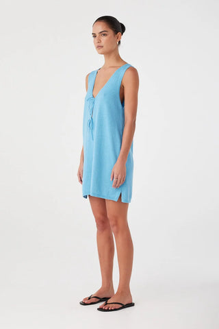 Poppy Mini Dress - Cyan