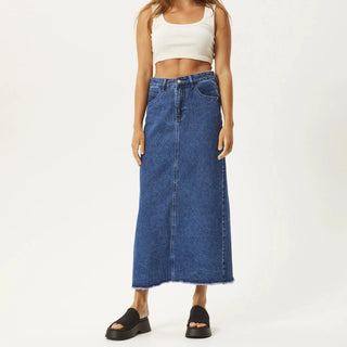 Chichi Organic Denim Midi Skirt - Authentic Blue