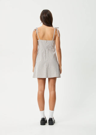 Seersucker Mini Dress - Taupe Check