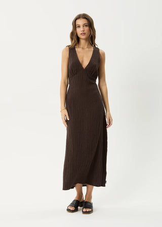 Focus Seersucker Maxi Dress - Coffee