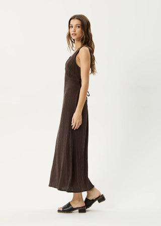 Focus Seersucker Maxi Dress - Coffee