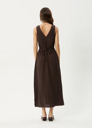 Focus Seersucker Maxi Dress - Coffee