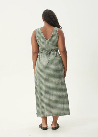 Base Seersucker Maxi Dress - Deep Green Check