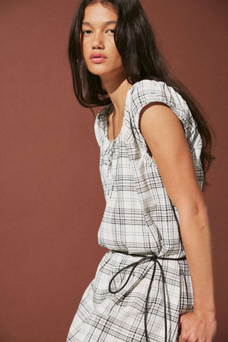 Delilah Dress - Black & Cream Check