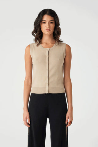 Finley Button Up Vest - Taupe