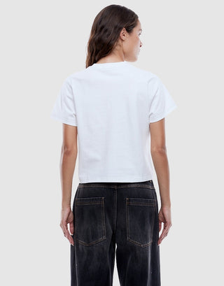 Rose Heart Relaxed Baby Tee - Vintage White