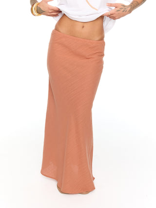 Bias Cut Maxi Skirt - Rust