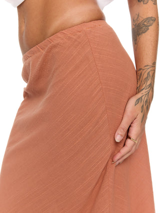 Bias Cut Maxi Skirt - Rust