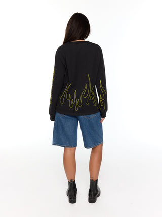 Power To The Peaceful Long Sleeve Tee - Vintage Black