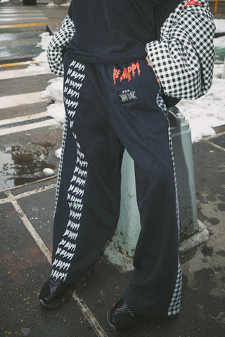 Be Happy Wide Leg Sweat Pants - Gingham