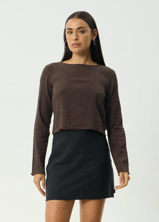 The Focus Seersucker Long Sleeve - Coffee