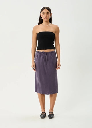 Giselle Cupro Midi Skirt - Aubergine