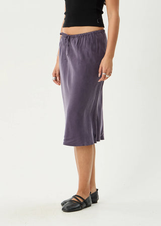 Giselle Cupro Midi Skirt - Aubergine