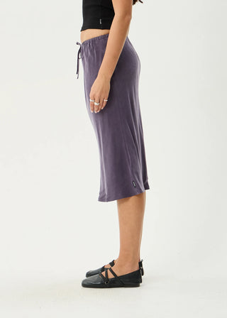 Giselle Cupro Midi Skirt - Aubergine
