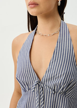 Delta Halter Top - Navy Stripe