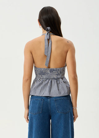 Delta Halter Top - Navy Stripe