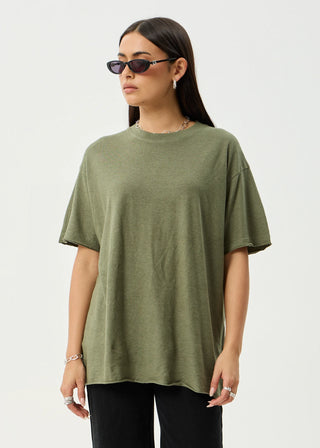 Slay Oversized Hemp Tee - Deep Olive