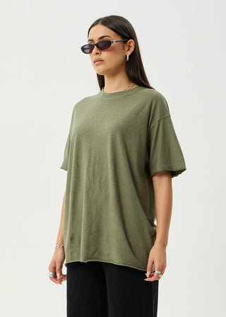 Slay Oversized Hemp Tee - Deep Olive