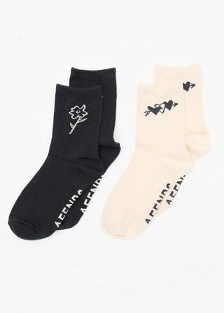 Rise Two Pack Socks - Moonbeam/Stone Black