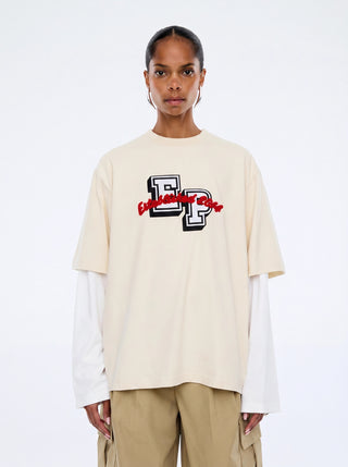 Pelly Collegiate LS Tee - Ecru/Vintage White
